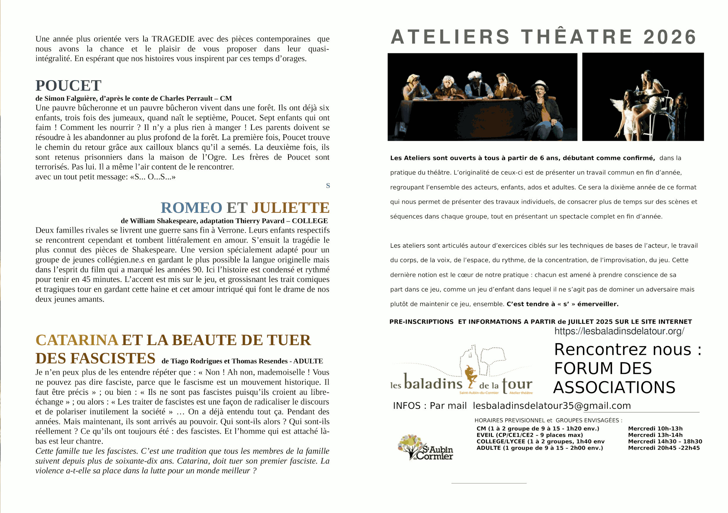 Ateliers théâtre 2025